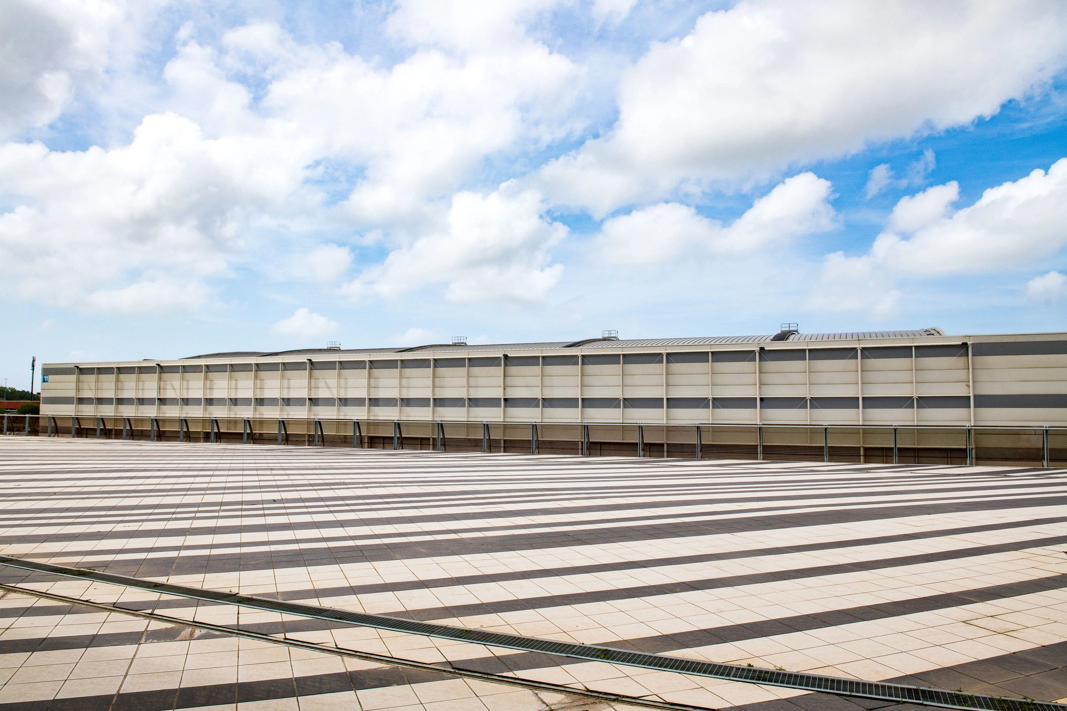 Modern industrial building exterior representing data center development
